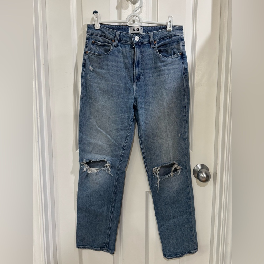 PAIGE Distressed Straight Leg Jeans
